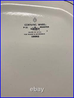 VTG CORNING WARE BLUE CORNFLOWER ROASTER (P-21) With METAL RACK ORIG. FAM. OWNER