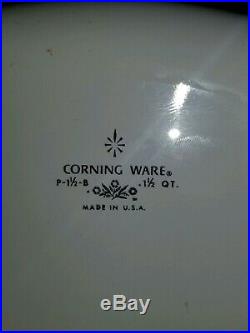 VTG CORNING WARE Blue Cornflower Set Of 7 & 2 rare Oven to Table Trivet