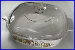 VTG CORNING WARE CASSEROLE A-8-B'SPICE OF LIFE L'ECHALOTE 8X8X1-3/4 WithLID