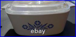 VTG Corning Ware 1 & 1 1/2 Qt Blue Cornflower Casserole Dish A-1-B & A-1 1/2-B