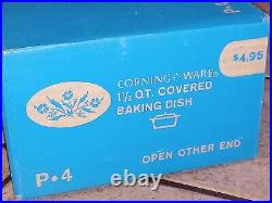 VTG Corning Ware 1 1/2 QUART 1960'S Cornflower Blue Set In Box P-4 UNUSED MINT