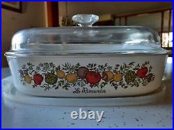VTG Corning Ware La Marjolaine Spice Of Life A-10-B Casserole with Pyrex lid