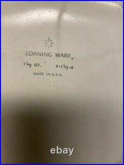 VTG Corning Ware WithLid 1 1/2 QT Blue Cornflower Casserole Dish P- 1 1/2 B USA