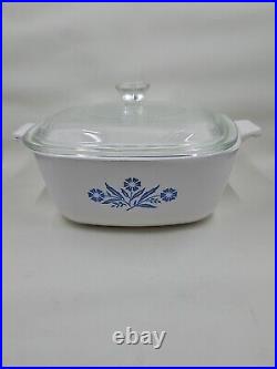 VTG Rare Corning Ware Pyroceram-1 1/2-B Blue Cornflower with lid, Blue Label