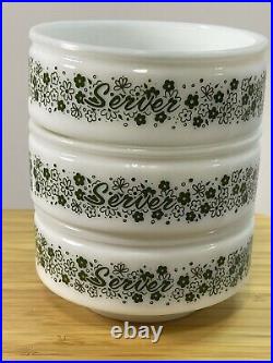 VTG Rare Gemco Pyrex Spring Blossom Crazy Daisy Lazy Susan Server Set Green READ