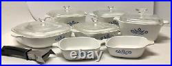 Vintage 13 Piece Lot Corning Ware Blue Cornflower Casserole & Lids (1961-1969)