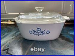 Vintage 1960's Corning Ware Blue Cornflower Casserole Dish Set With Lids