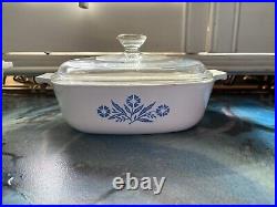 Vintage 1960's Corning Ware Blue Cornflower Casserole Dish Set With Lids