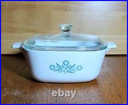 Vintage 1960s Corning Ware P-1 1/2-B 1 1/2 Qt. Blue Cornflower Casserole Dish