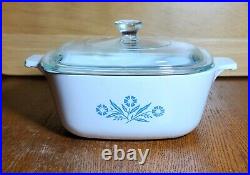 Vintage 1960s Corning Ware P-1 1/2-B 1 1/2 Qt. Blue Cornflower Casserole Dish