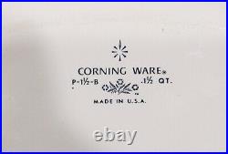 Vintage 1966-69 Corning Ware Square Blue Cornflower 1 1/2 QT Casserole Clear Lid