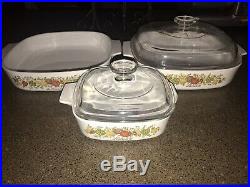 Vintage 1970's CORNING WARE Casserole with Pyrex Lid SPICE OF LIFE Le Romarin
