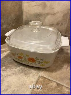 Vintage 1970s Corning Ware 10 pc set with Pyrex Glass Lids, pre-owned