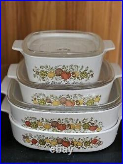 Vintage 1970s Corning Ware 5 pc set, Spice of life, cookware, dishes Obo