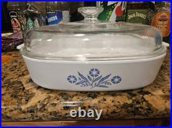 Vintage 1972-79 Blue Cornflower A-10-B Corning Ware Dish with Pyrex A-12-C Lid Vintage 1972-79 Blue Cornflower A-10-B Corning Ware Dish with Pyrex A-12-C Lid