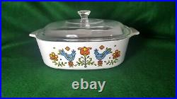 Vintage 1975 Corning Ware- 2 Quart Baking Dish With Clear Pyrex Top 8 X 8