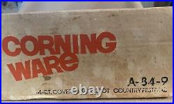 Vintage 1975 Corning Ware A-84-9 Country Festival NEVER USED! Orig Box Included