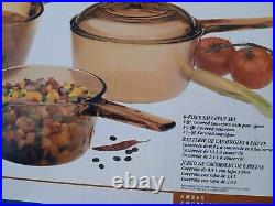 Vintage 1995 Corning Visions Amber 6-Piece Saucepan Set 6001890 NEW IN BOX