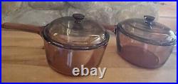 Vintage 22 Piece Lot of Corning Visions Corning Ware Pyrex Amber Glass Cookware