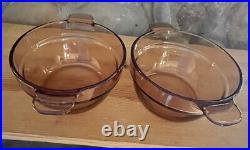 Vintage 22 Piece Lot of Corning Visions Corning Ware Pyrex Amber Glass Cookware