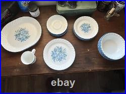 Vintage 26 Piece Blue Velvet Rose Corelle by Corning Dinnerset