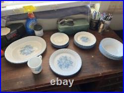 Vintage 26 Piece Blue Velvet Rose Corelle by Corning Dinnerset