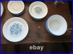 Vintage 26 Piece Blue Velvet Rose Corelle by Corning Dinnerset