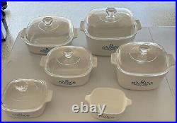 Vintage 6 Piece Cornflower Corning Ware WithLids