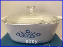 Vintage 60's Corning Ware Blue Cornflower 1 1/2 qt Saucepan with Lid UNUSED NOS