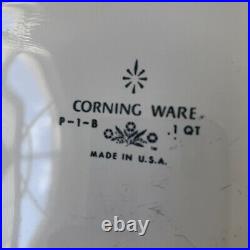 Vintage'60s Corning Ware 1 Qt Casserole Blue Cornflower P-1-B with lid P-7-C