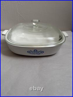 Vintage Blue Cornflower Corning Ware 9in. Dish #p-9-b With Fitted LID
