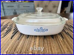 Vintage Blue Cornflower Corning Ware Dish P-9-B 9 With Lid