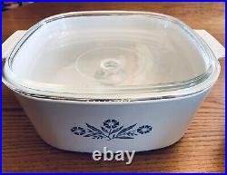 Vintage Blue Cornflower Corning Ware Dish Set. 7 pieces With 4 Lids