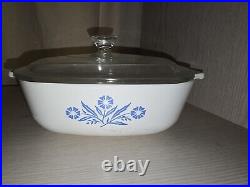 Vintage Blue Cornflower Corning Ware P-1-B Covered Casserole