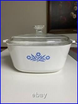 Vintage Blue Corning Ware Casserole Dish With Lid. 2 1/2 QT. P-2 1/2-B
