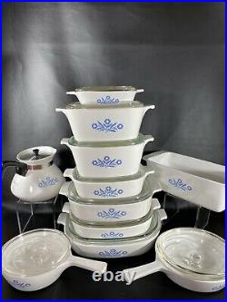 Vintage Corelle Blue Cornflower Bake Dishes Large Collectors Set 20 Pieces