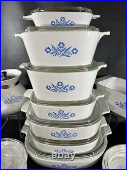 Vintage Corelle Blue Cornflower Bake Dishes Large Collectors Set 20 Pieces