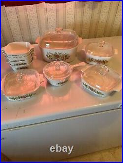 Vintage Corelleware Corning Ware Spice of Life 15 Piece Set dishes and Lids