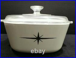 Vintage Corning 2 1/2 Qt. Casserole bowl WithLid Black Atomic