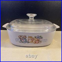 Vintage Corning GARDEN CAT 2 Qt. Casserole A-2-B 2L With Lid No Chips Or Cracks