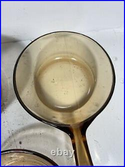 Vintage Corning Pyrex Amber Vision Ware Glass Cookware 12 pc Set Pots Pans