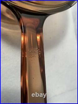 Vintage Corning Pyrex Amber Vision Ware Glass Cookware 8 pc Set Pots & Pans