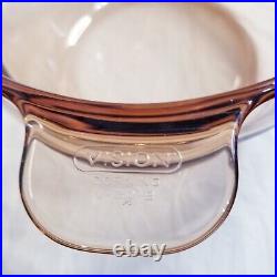 Vintage Corning Pyrex Amber Vision Ware Lids Pots Rangetop Cookware 8 Pieces