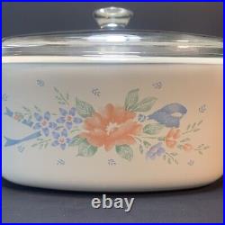 Vintage Corning Ware 1.5Lt. Casserole Pink Floral Blue Ribbon Symphony Very Rare