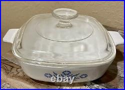 Vintage Corning Ware 1 Qt Blue Cornflower Baking Dish withLid P-1-B 66-69
