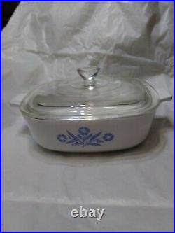 Vintage Corning Ware 1 Qt Blue Cornflower Casserole/Baking Dish withLid P-1-B USA