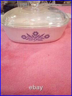 Vintage Corning Ware 1 Quart Casserole Dish 1960 With LID Blue Cornflower