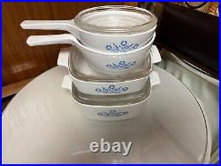 Vintage Corning Ware 1960's Cornflower 7pc Set