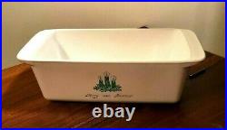 Vintage Corning Ware 1966 Green Merry Christmas 2 Qt Loaf Pan P-315