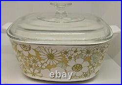 Vintage Corning Ware 2.5 Qt. Casserole With Lid Yellow Daisy P 2 1/2 B